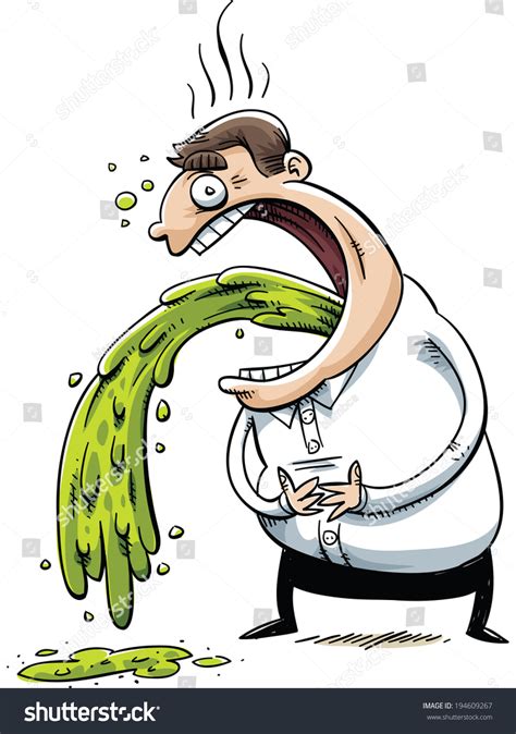 Cartoon Man Vomits Stream Green Vomit Stock Vector 194609267 Shutterstock