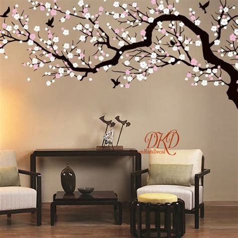 Tree Birds Flower Cherry Blossom Tree Branch Wall Decal Wall Etsy