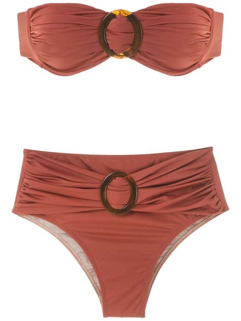 Brigitte Bikini Set With Buckle Details Farfetch Bikinis Designer