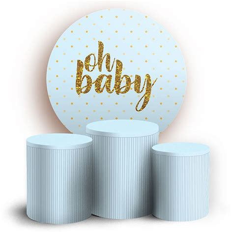 KIT Redondo E Trio Oh Baby Azul Claro Sublimado 3D Sublistamps