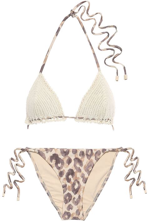 Zimmermann Juno Crocheted And Leopard Print Triangle Bikini Shopstyle