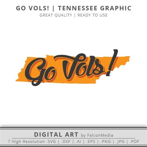 Go Vols Tennessee State Graphic Digital Download Svg