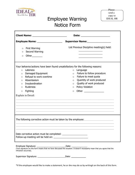 Free Printable Employee Warning Notice Templates Pdf And Excel