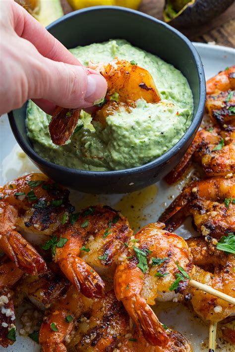 Cajun Butter Garlic Grilled Shrimp With Cilantro Lime Avocado Sauce