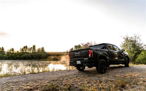 Download Wallpapers 2021 Gmc Sierra 1500 Crew Cab Rear View Black Pickup Truck New Black