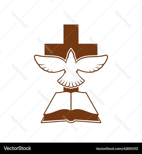 Christian church symbol with bible cross and dove Vector Image