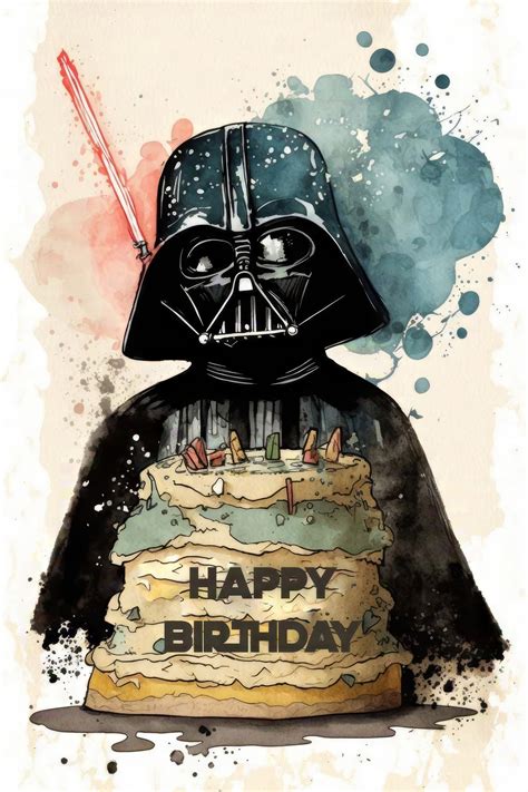 Darth Vader Themed Birthday Card Printable Star Wars Greeting Card