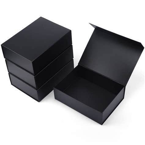 Black Magnetic Gift Boxes Set Of 4 11x8x3 5 Cardboard Lid Perfect