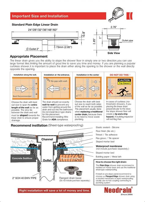 Neodrain Professional Inch Linear Shower Drain Manufacturer With