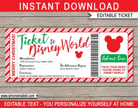 Disney World Trip Printable Template Surprise Disney Trip Reveal