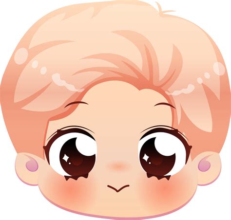 Linda Dibujos Animados Cara Kawaii Chico Png