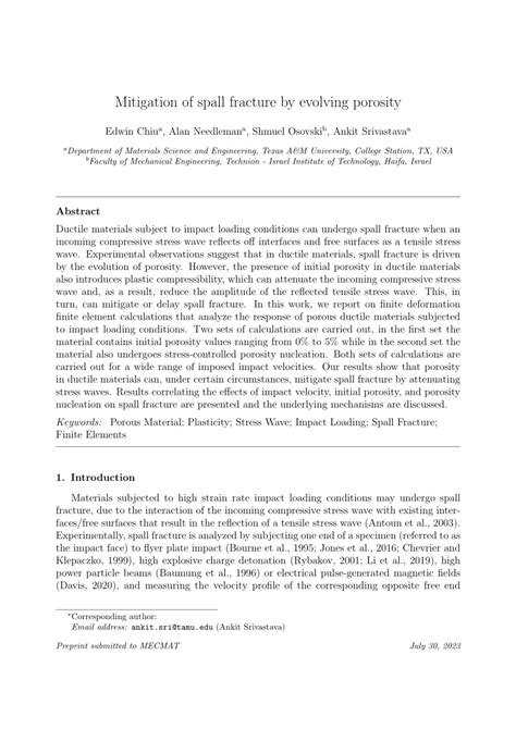 (PDF) Mitigation of spall fracture by evolving porosity