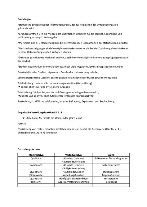 Statistik Vorlesungsnotizen Grundlagen Einheit E Ist Der Der