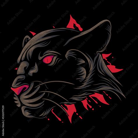 Vector Illustration Colorful Side View Of Panther Head With Cool And