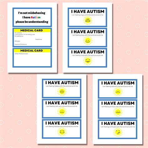 I Have Autism Autism Awareness Medical Id Card Autism Printable