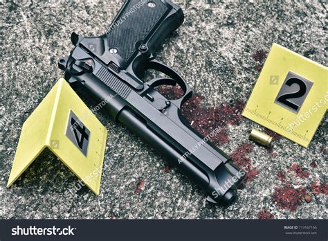 Crime Scene Investigation Pistol Bullet Shell Stock Photo 713167156 ...