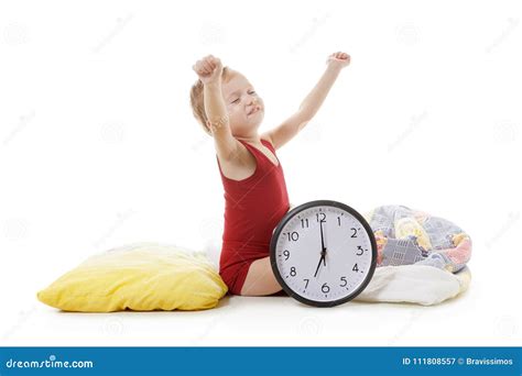 Child Wake Up with Alarm Clock Stock Image - Image of dream, closed: 111808557