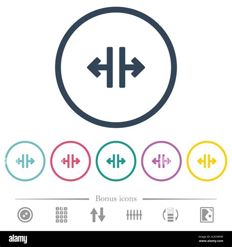 Vertical Split Tool Flat Color Icons In Round Outlines 6 Bonus Icons
