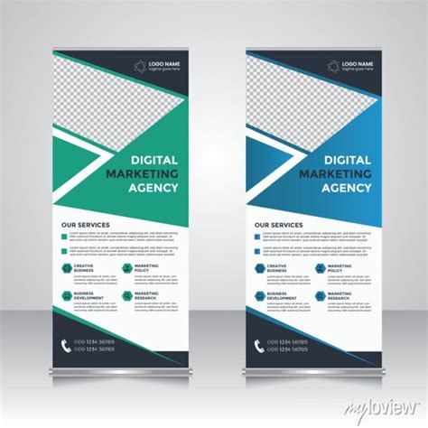 Roll Up And Pop Up Banner Design Template Vector Posters For The Wall