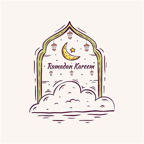 Ramadan Kareem Illustration With Crescent Moon And Lantern Concept