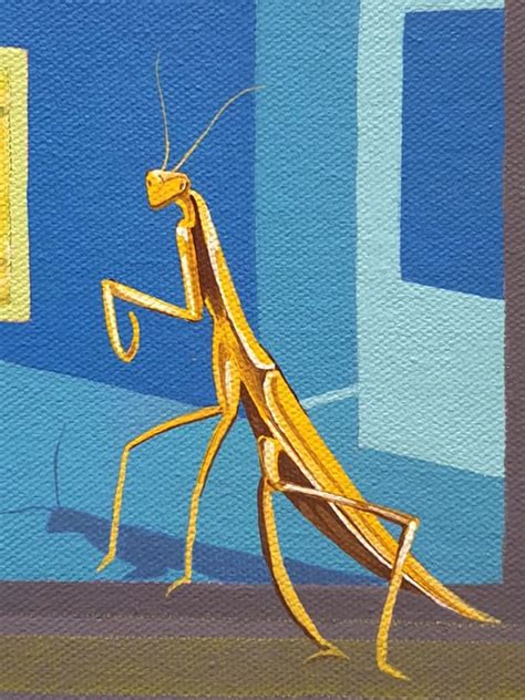 A Grasshopper On Canvas Acrylic On Canvas By Mahima Exotic India Art