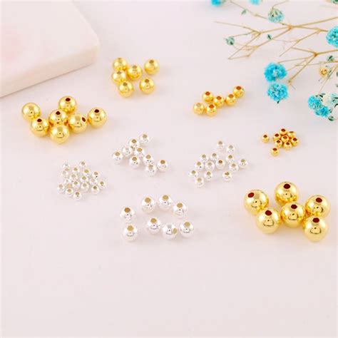 18K 2 2 5 3 4 5 6mm Gold Round Spacer Beads Ball End Seed Metal Beads