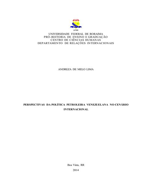 Monografia Andreza Lima Universidade Federal De Roraima