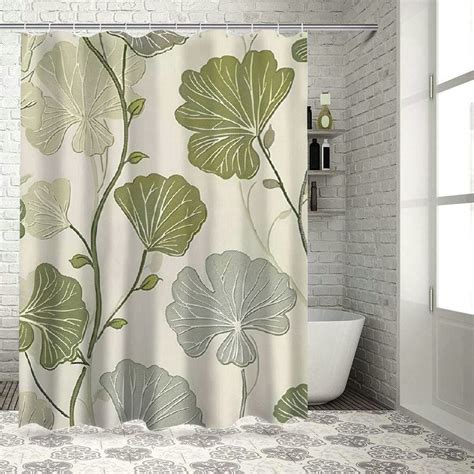 Akjvoe Fabric Bathroom Curtain Retro Ginkgo Elegant Creative Trendy