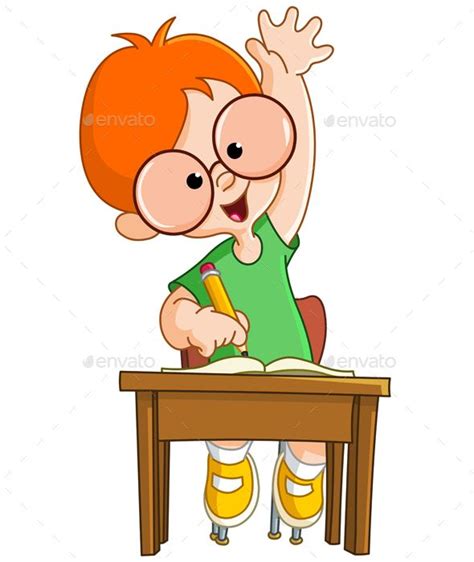 Schoolboy Raising Hand | Cartoon clip art, Clip art, School cartoon