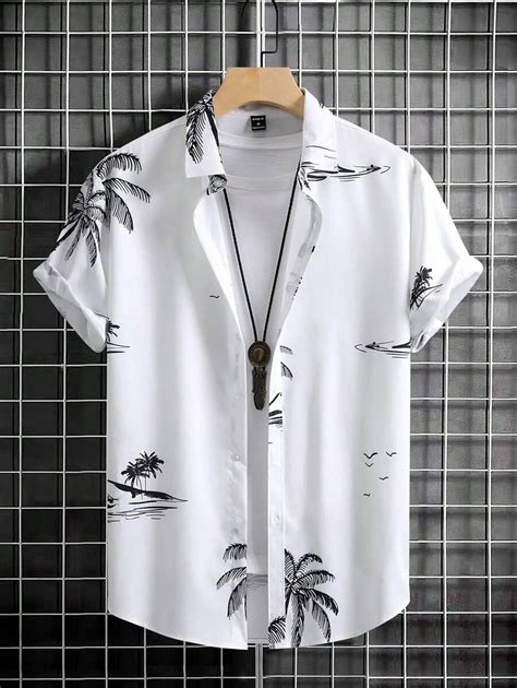 Manfinity RSRT Men Tropical Print Shirt Without Tee SHEIN UK