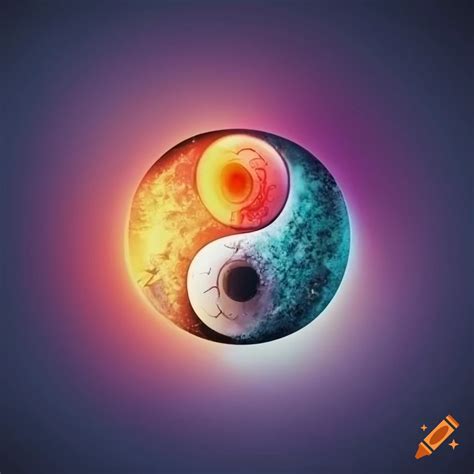 Ying Yang Symbol With Gemini And Aries Zodiac Signs Using Elements Air