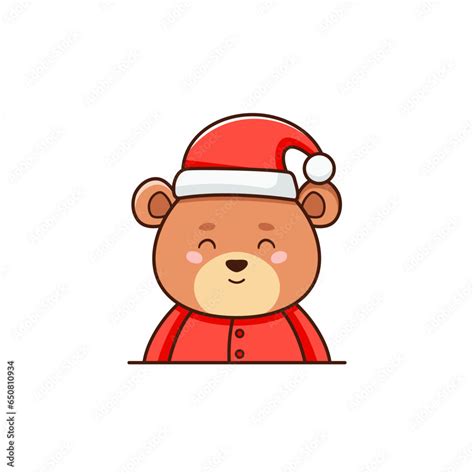 Christmas Vector Flat Illustration In Cartoon Style With Cute Brown