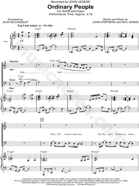 John Legend "Ordinary People" (arr. Alan Billingsley) SATB Choir ...