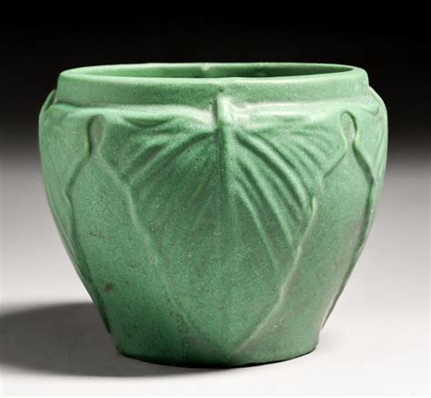 Weller Pottery Matte Green Leaves Jardiniere C1910 California