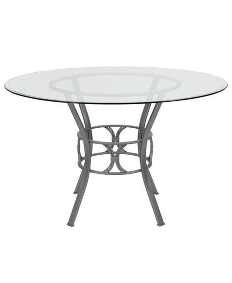 Flash Furniture Carlisle 48 Round Glass Dining Table With Silver Metal Frame Macys