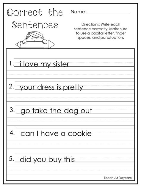 10 Printable Correct The Sentences Worksheets Made By Teachers