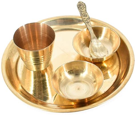 Buy Brass Bhog 11cm Thali Plate Laddu Gopal Krishna Pooja Set With 1