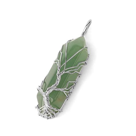 Pendentif En Aventurine Verte Arbre De Vie O Karma