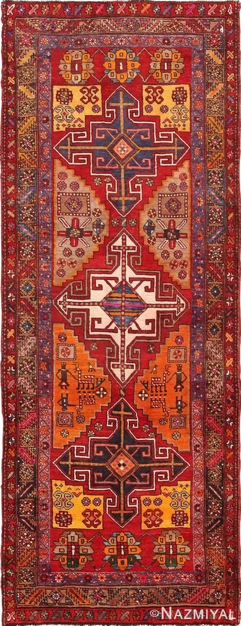 Red Geometric Vintage Persian Heriz Runner Rug 49978 By Nazmiyal