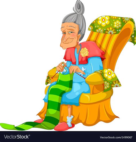 Granny Knitting Royalty Free Vector Image Vectorstock