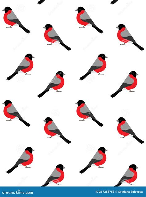 Vector Seamless Pattern Of Bullfinch Bird Stock Vector Illustration