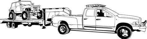 Trailer Pickup Truck Offroad Lifted Trucks SVG Clipart Files For