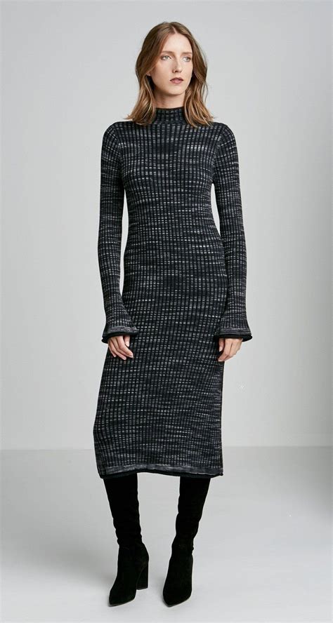 Printed Merino Rib Dress Winter Dresses Online Ribbed Dresses