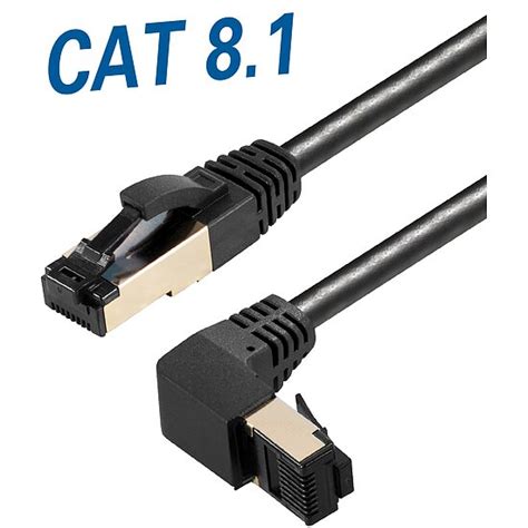 CAT 8 1 Patchkabel Eine Seite Nach Oben Gewinkelt Schwarz AWG 26 S FTP