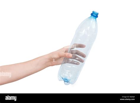 Female Hand Holding Empty Plastic Bottle Isolated On White Recyclable