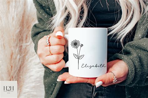 Personalized Birth Flower Mug Personalized Birth Flower Cup Birthday