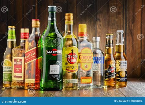 Bottles of Assorted Hard Liquor Brands Editorial Photography - Image of ...