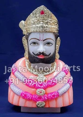 White Painted Marble Khatu Shyam Baba Statue For Worship Size