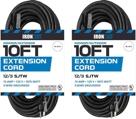 Amazon Iron Forge Cable 2 Pack Of 10 Ft Heavy Duty Extension Cord