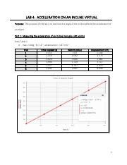 Lab 4 Pdf LAB 4 ACCELERATION ON AN INCLINE VIRTUAL Purpose The